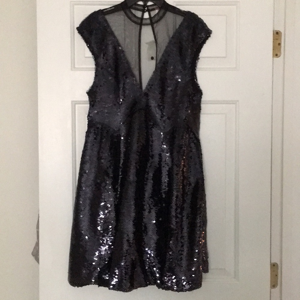 Navy sequin mini dress